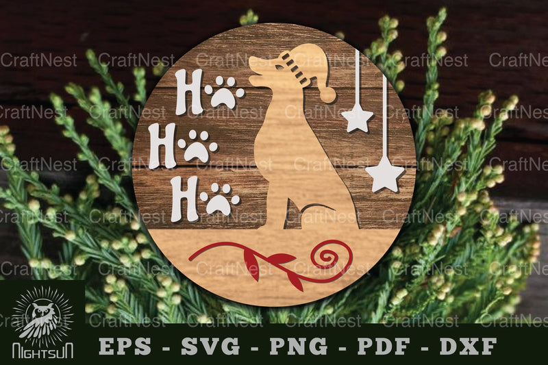 Ho Ho Dog Round Laser Cut Sign Clipart Bundle - CraftNest - Digital Crafting and Art