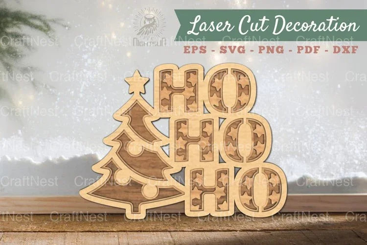 Ho Ho Ho 3D Lasercut Decoration Clipart Bundle - CraftNest - Digital Crafting and Art