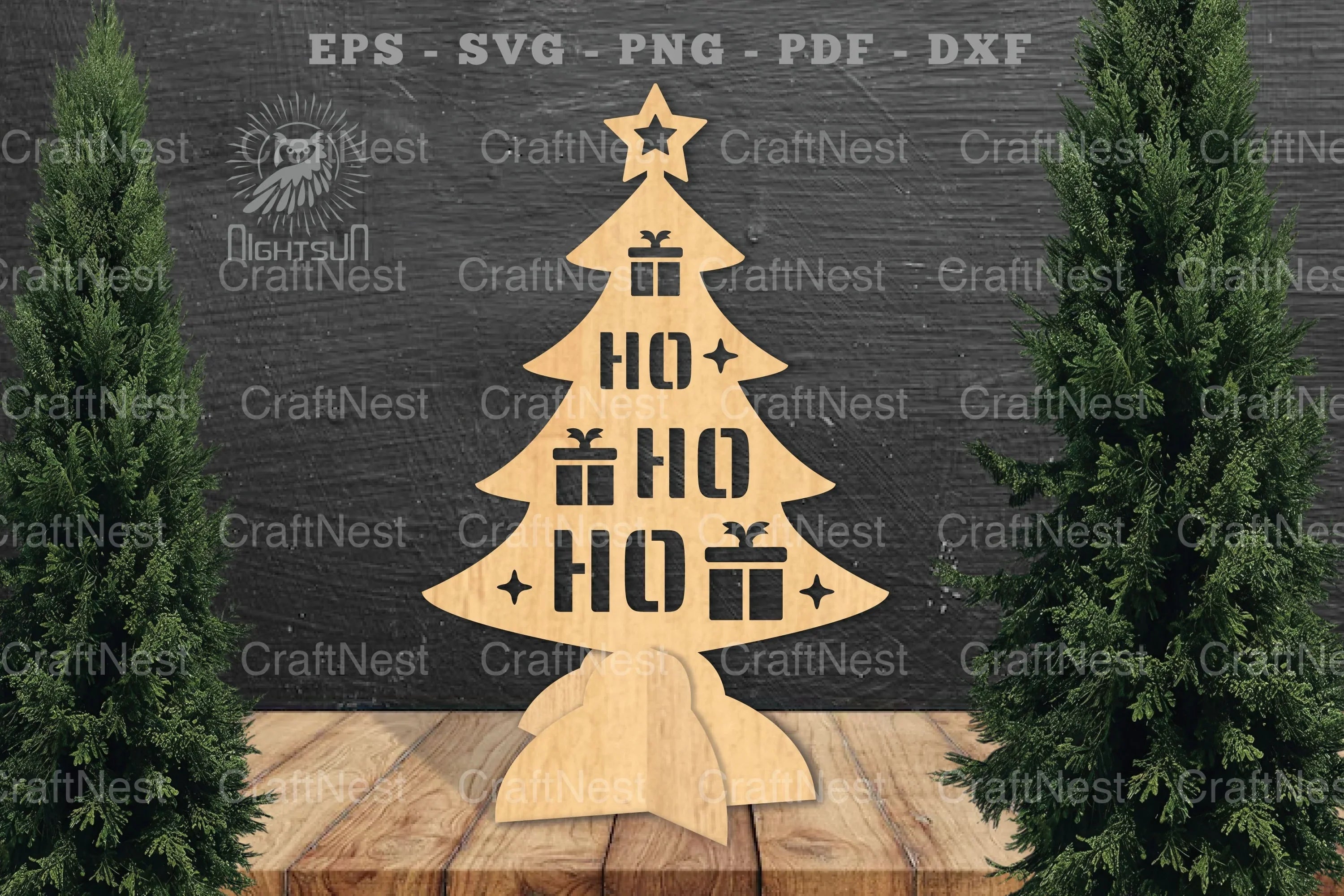 Ho Ho Ho Christmas Tree Laser Cut Home Decor Clipart Bundle - CraftNest - Digital Crafting and Art