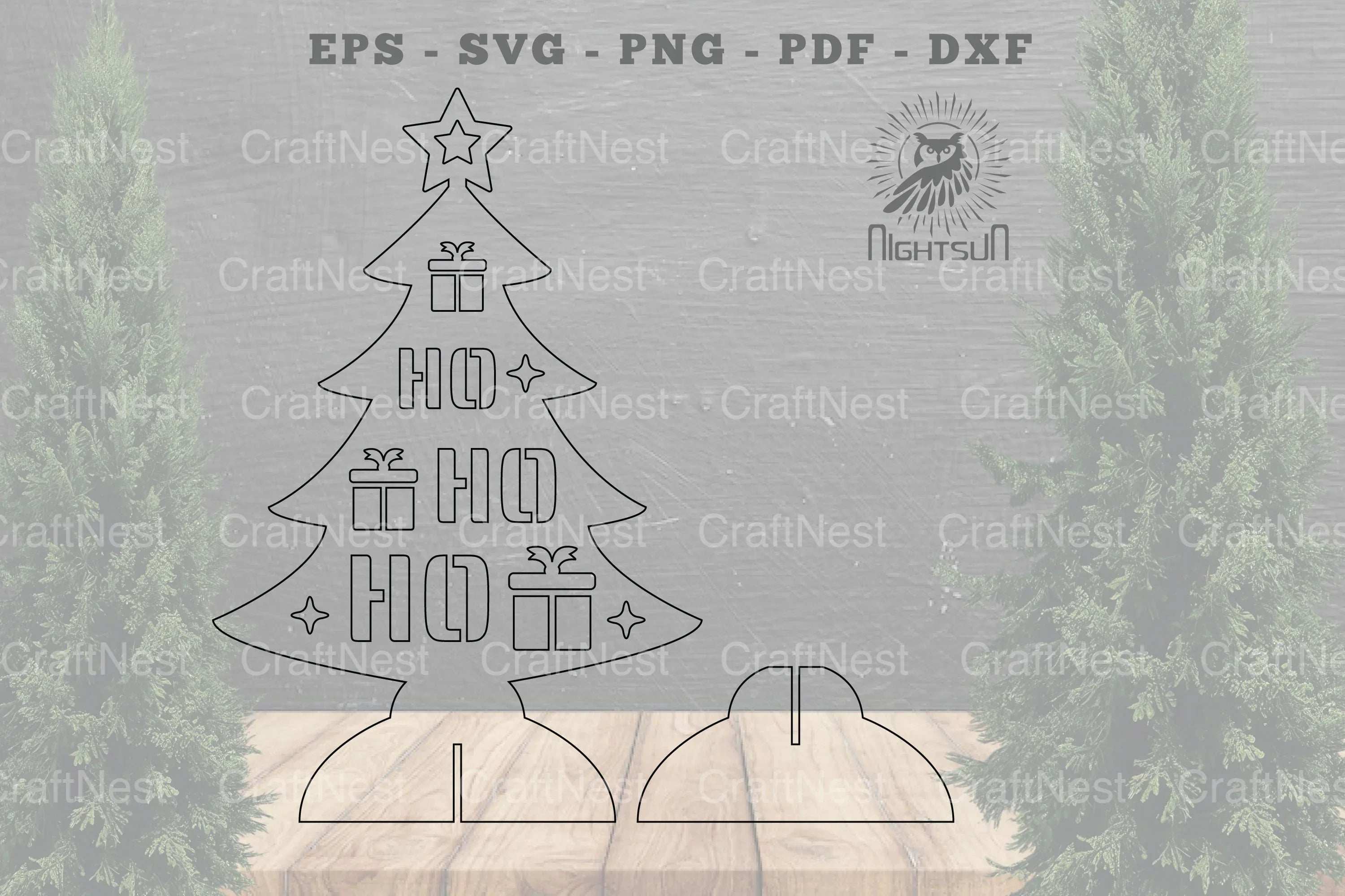 Ho Ho Ho Christmas Tree Laser Cut Home Decor Clipart Bundle - CraftNest - Digital Crafting and Art