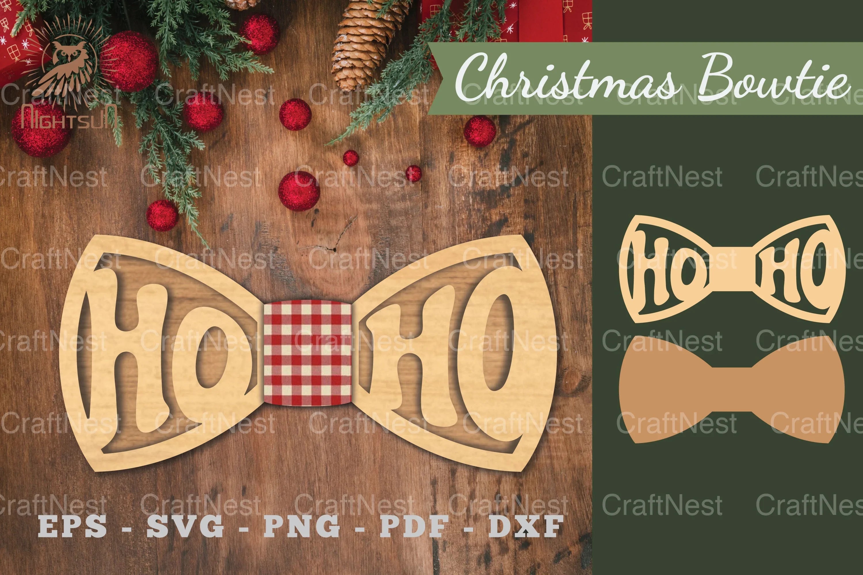 Ho Ho Ho Laser Cut Bowtie Clipart Bundle - CraftNest - Digital Crafting and Art
