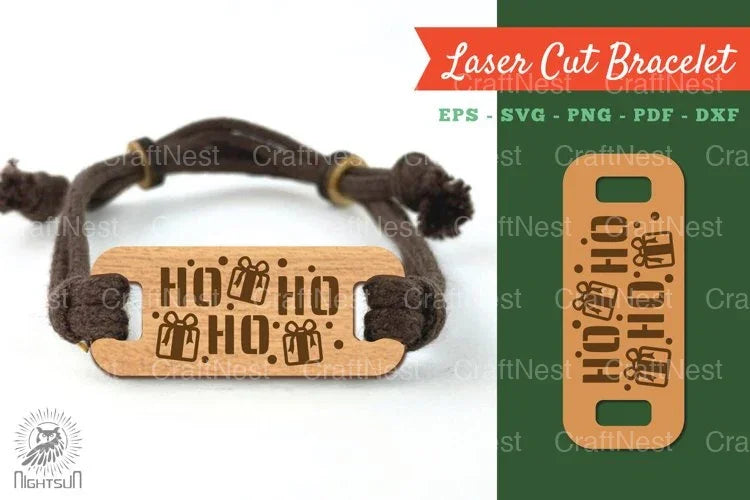 Ho Ho Ho Laser Cut Bracelet SVG Design Bundle - CraftNest - Digital Crafting and Art