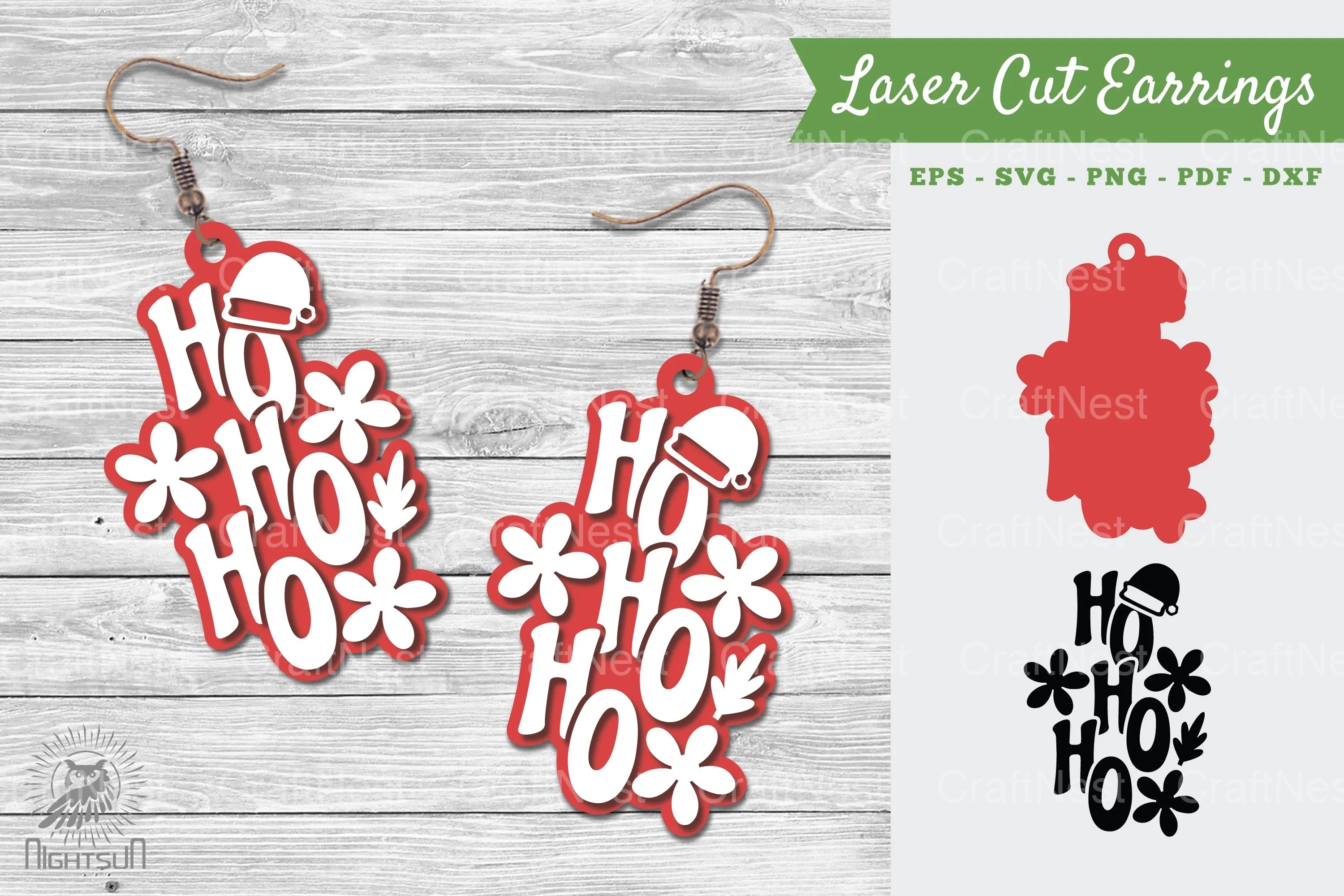 Ho Ho Ho Laser Cut Earrings SVG Bundle - CraftNest - Digital Crafting and Art