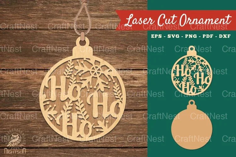 Ho Ho Ho Laser Cut Ornament SVG Bundle - CraftNest - Digital Crafting and Art