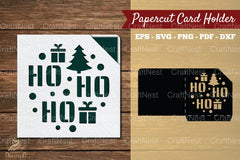 Ho Ho Ho Papercut Card Holder SVG Clipart - CraftNest - Digital Crafting and Art