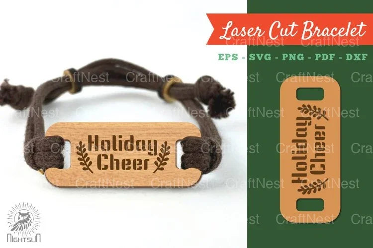 Holiday Cheer Laser Cut Bracelet SVG Design Bundle - CraftNest - Digital Crafting and Art