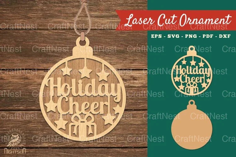 Holiday Cheer Laser Cut Ornament SVG Bundle - CraftNest - Digital Crafting and Art