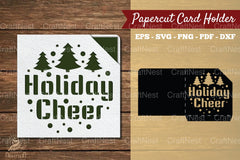 Holiday Cheer Papercut Card Holder SVG Bundle - CraftNest - Digital Crafting and Art