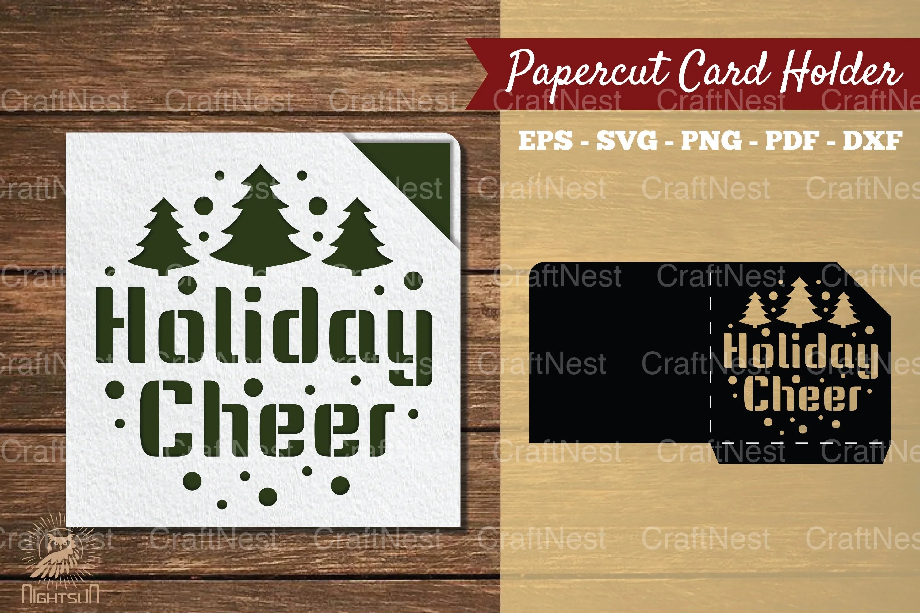Holiday Cheer Papercut Card Holder SVG Bundle - CraftNest - Digital Crafting and Art