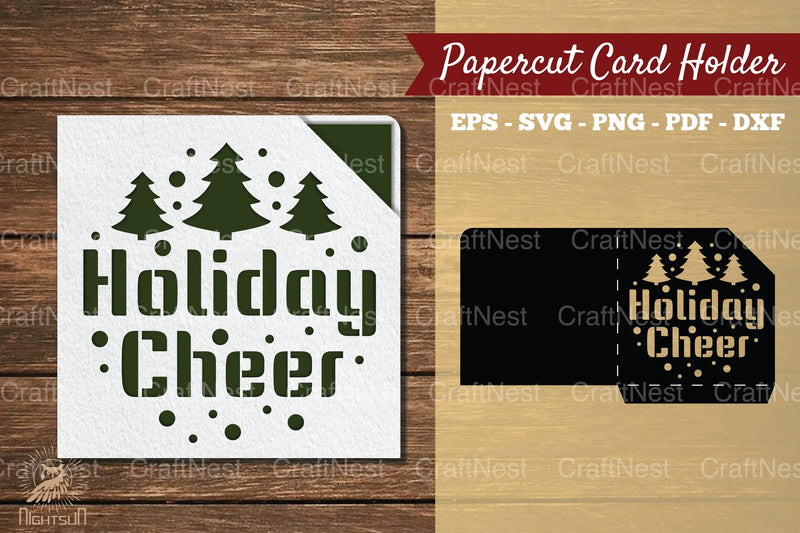 Holiday Cheer Papercut Card Holder SVG Bundle - CraftNest - Digital Crafting and Art