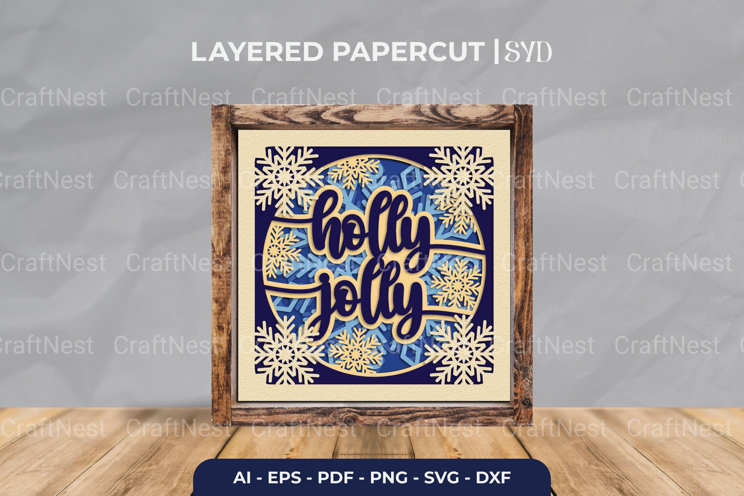 Holly Jolly 3D Shadow Box SVG Bundle