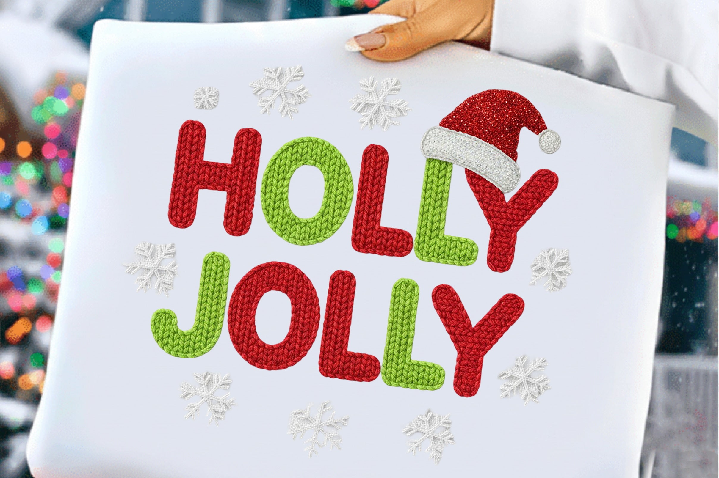 Holly Jolly Christmas Faux Yarn Clipart Bundle