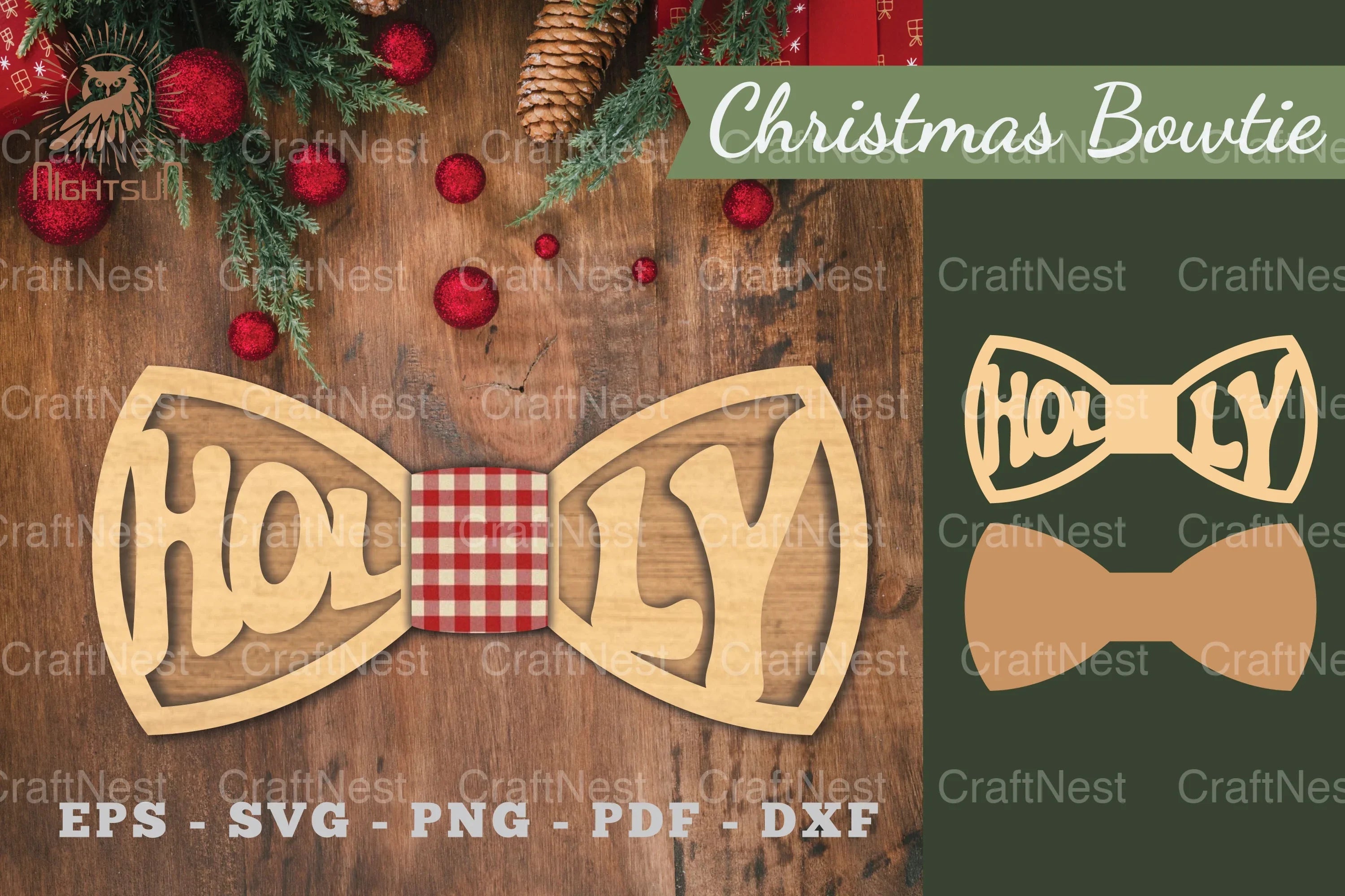 Holly Laser Cut Bowtie Clipart Bundle - CraftNest - Digital Crafting and Art