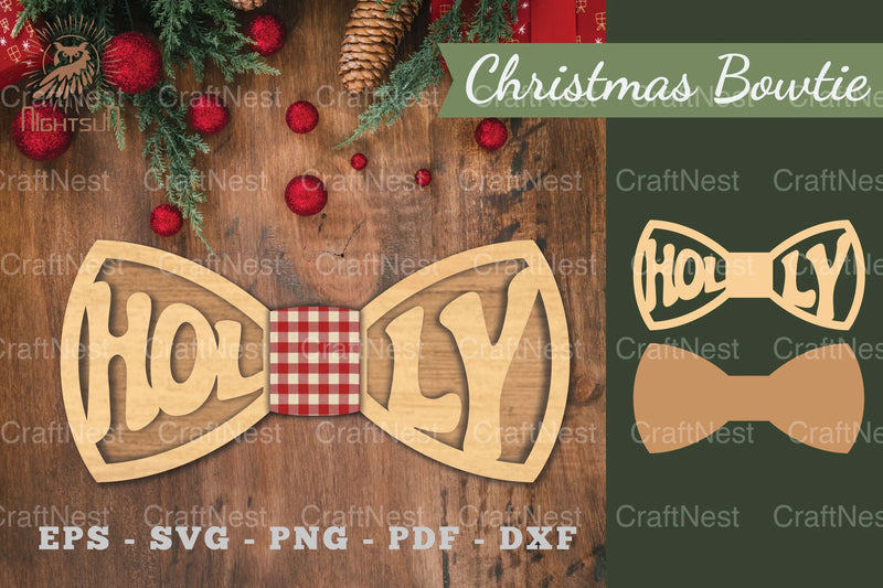 Holly Laser Cut Bowtie Clipart Bundle - CraftNest - Digital Crafting and Art