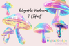 Holographic Iridescent Mushroom Clipart Bundle