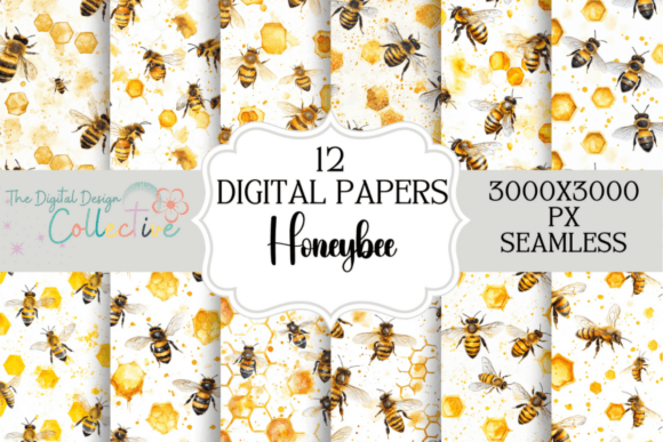 Honey Bees Seamless Digital Paper