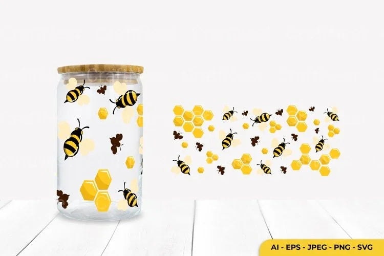 Honeybee For Can Glass 16 Oz SVG Bundle - CraftNest - Digital Crafting and Art