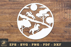 Horse Riding in the Forest Papercut SVG Bundle - CraftNest - Digital Crafting and Art