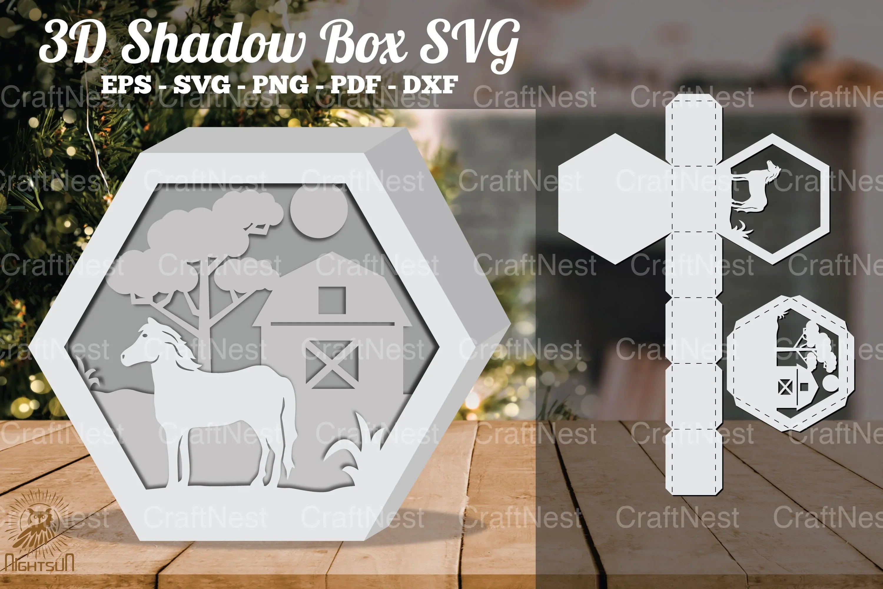 Horses on the Farm 3D Shadow Box SVG Bundle - CraftNest - Digital Crafting and Art