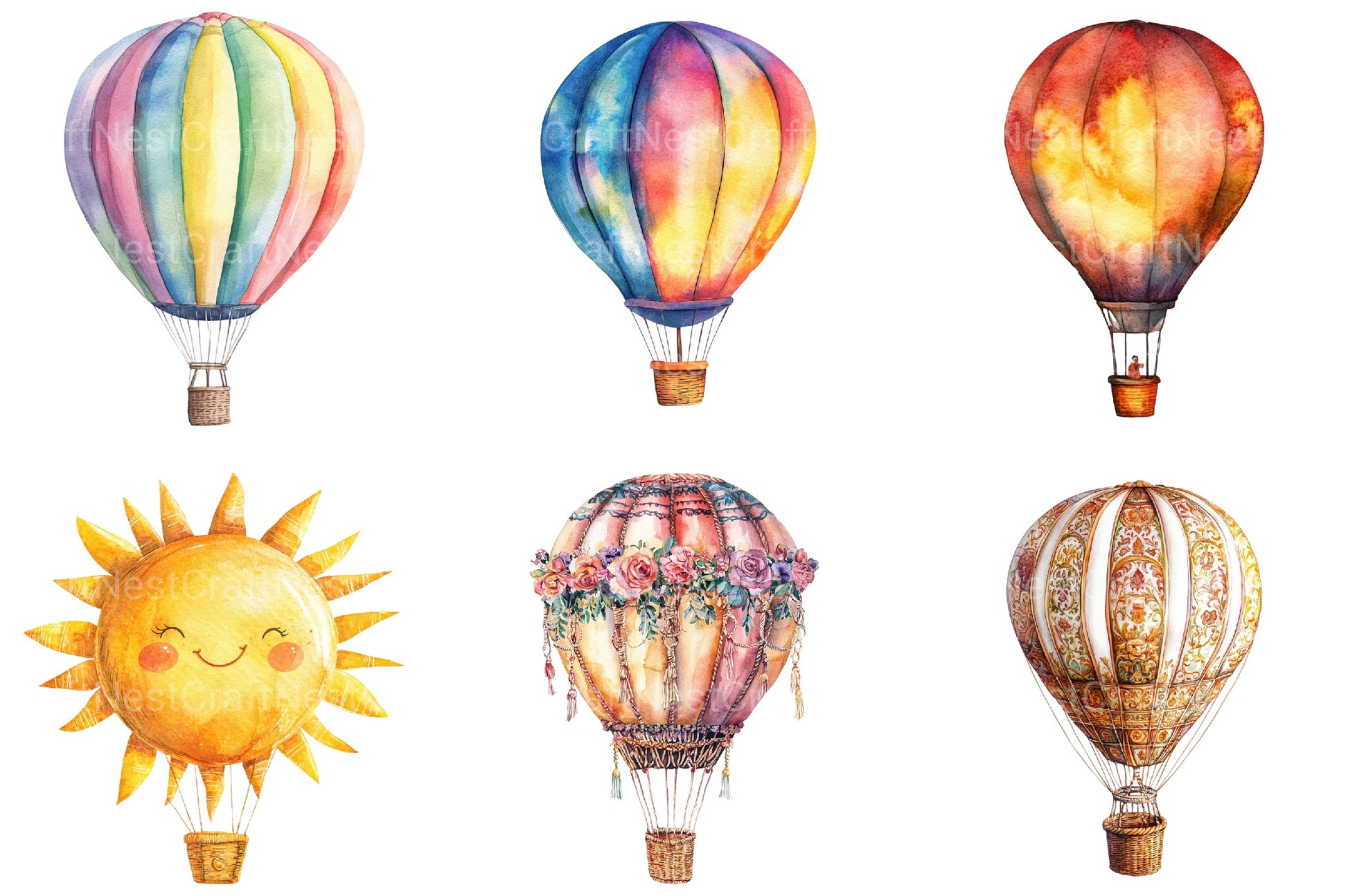 Hot Air Balloon Clipart Bundle - CraftNest - Digital Crafting and Art