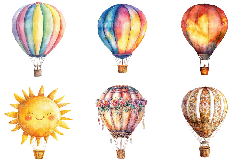 Hot Air Balloon Clipart Bundle - CraftNest - Digital Crafting and Art