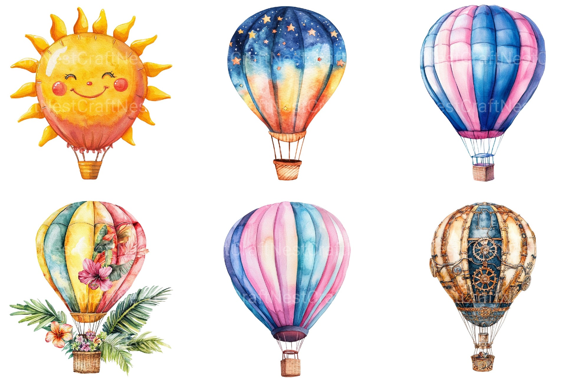 Hot Air Balloon Clipart Bundle - CraftNest - Digital Crafting and Art