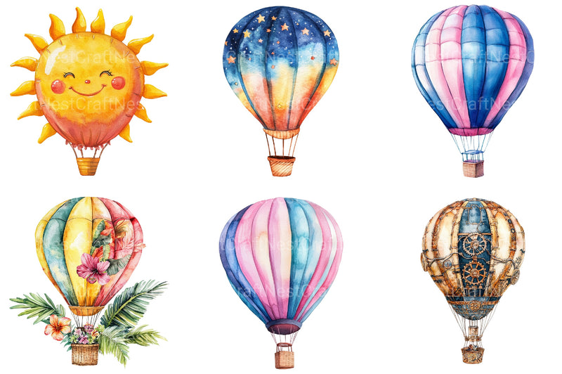 Hot Air Balloon Clipart Bundle - CraftNest - Digital Crafting and Art