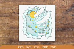 Hot Air Balloon Flower 3D Shadow Box Papercut Bundle - CraftNest - Digital Crafting and Art
