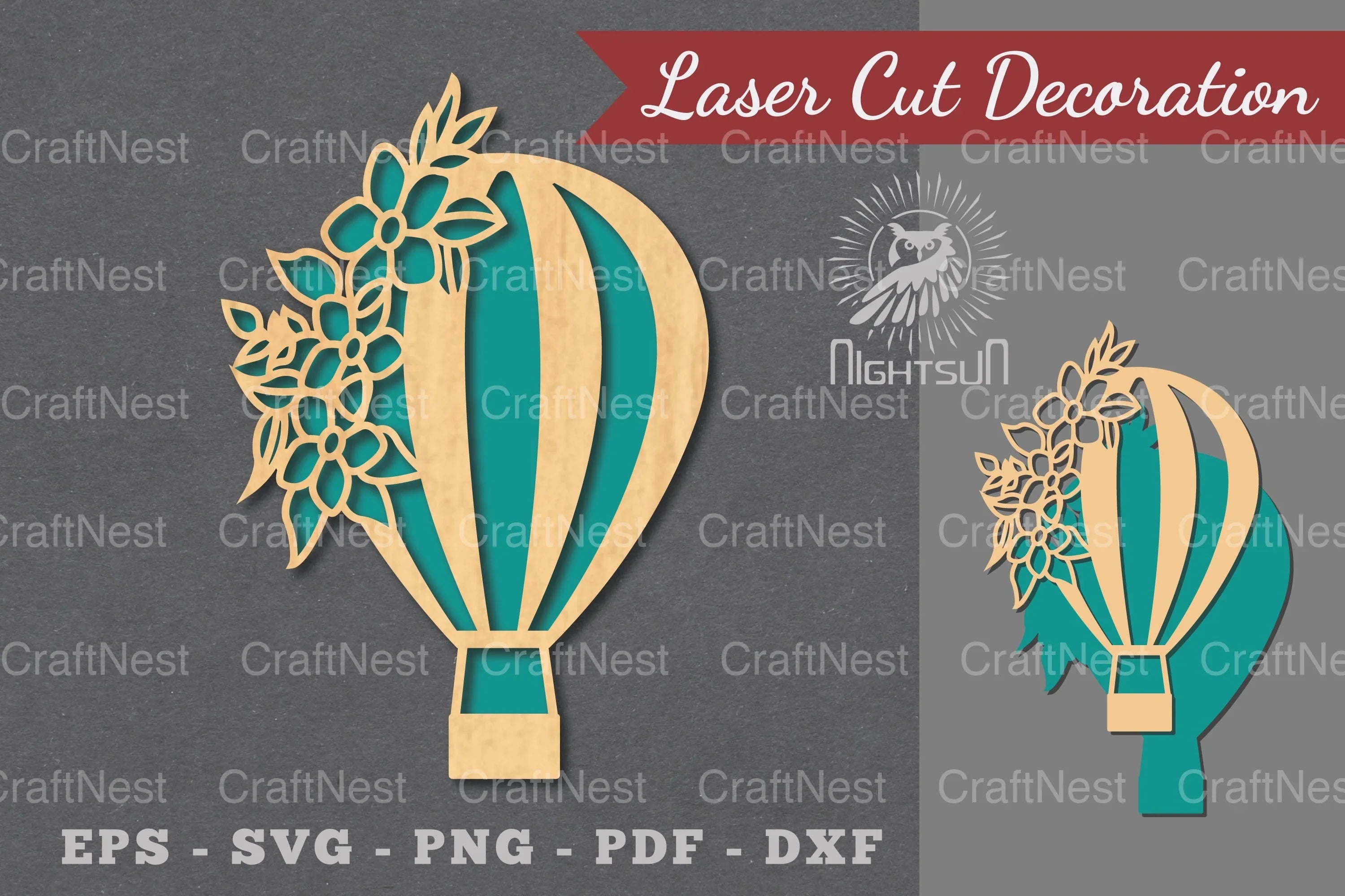 Hot Air Balloon Laser Cut Decoration Clipart Bundle - CraftNest - Digital Crafting and Art