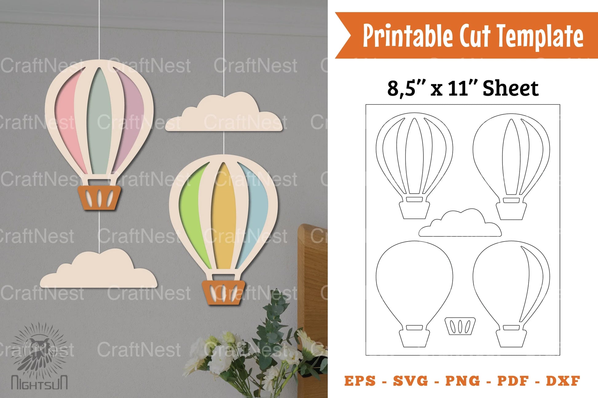 Hot Air Balloon Paper Craft Clipart Bundle - CraftNest - Digital Crafting and Art