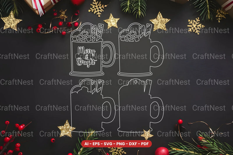 Hot Cocoa Lasercut SVG Bundle - CraftNest - Digital Crafting and Art