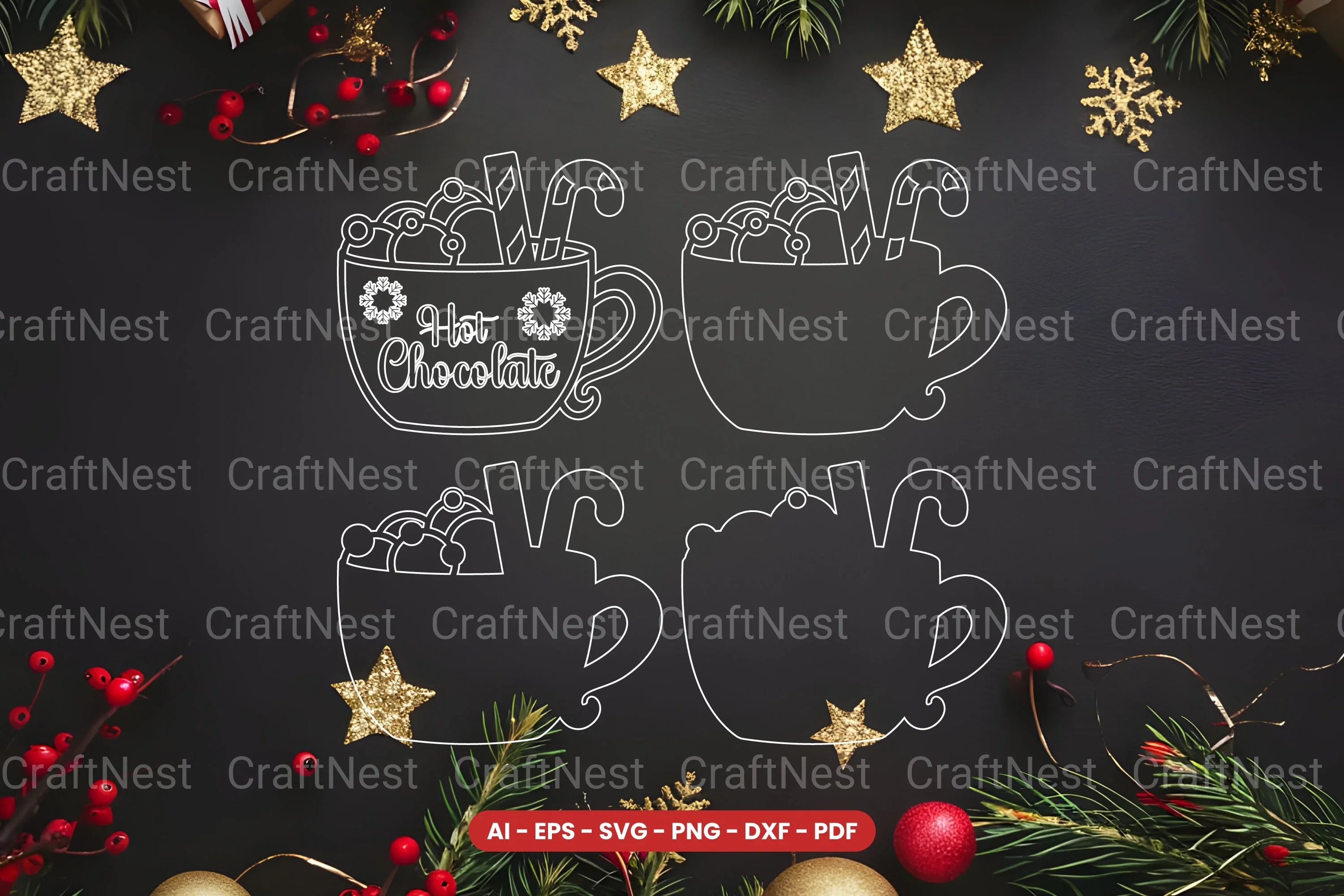 Hot Cocoa Lasercut SVG Bundle - CraftNest - Digital Crafting and Art