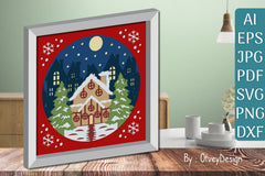 House Christmas Scene 3D Shadow Box SVG Bundle - CraftNest - Digital Crafting and Art