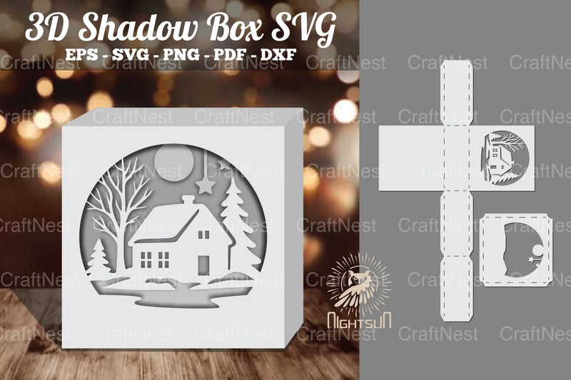 House in Forest Papercut Shadow Box Clipart - CraftNest - Digital Crafting and Art