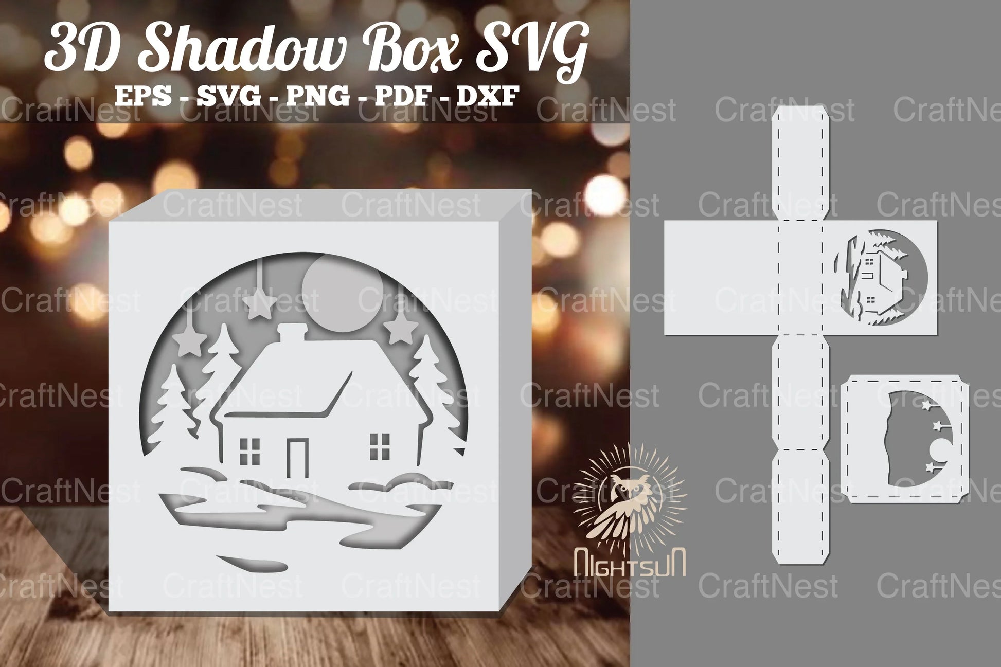 House in Forest Papercut Shadow Box Clipart - CraftNest - Digital Crafting and Art