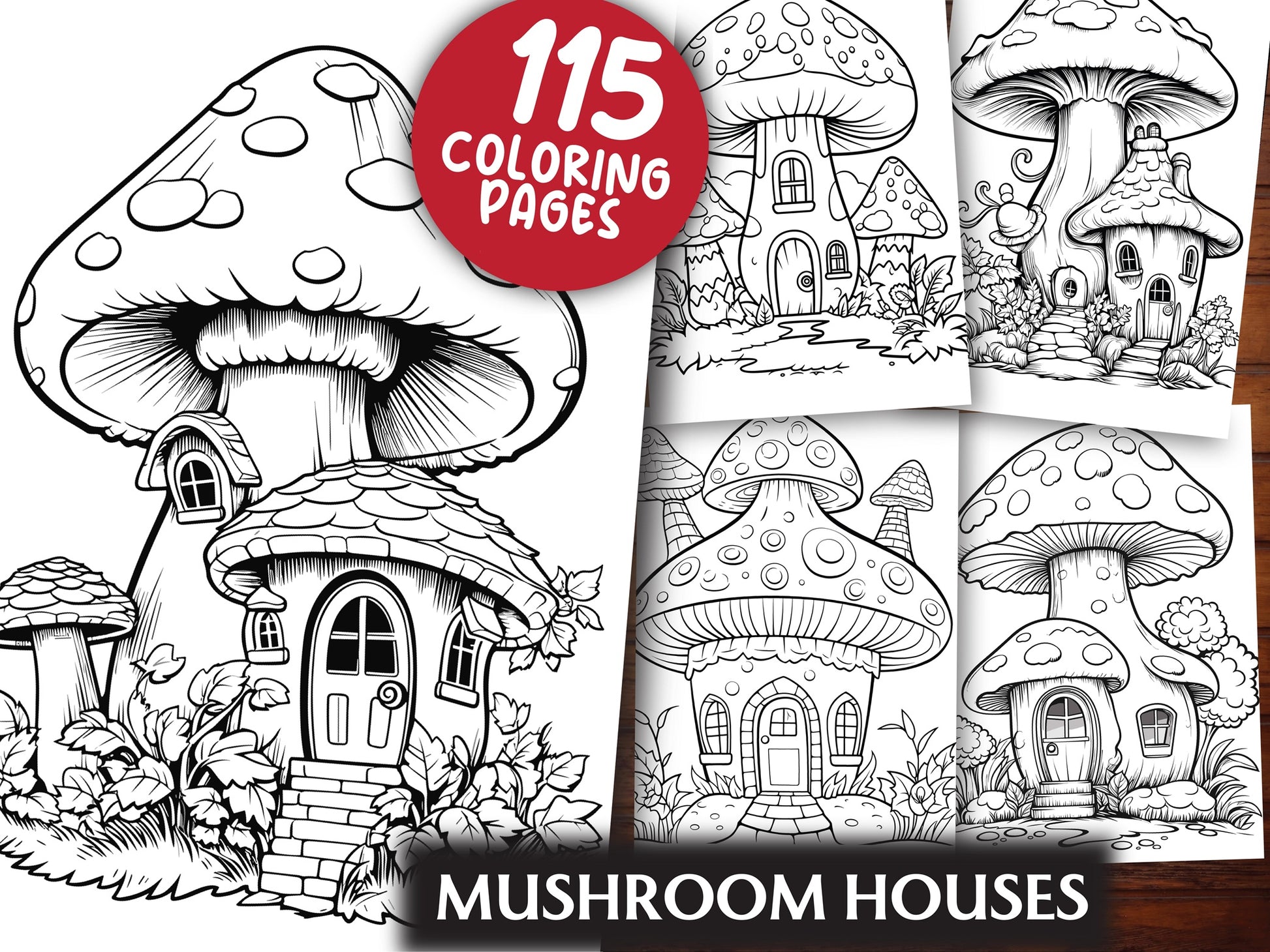 Mushroom Houses Coloring Book - CraftNest - Digital Crafting and Art