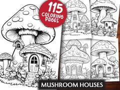 Mushroom Houses Coloring Book - CraftNest - Digital Crafting and Art