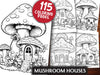 Mushroom Houses Coloring Book