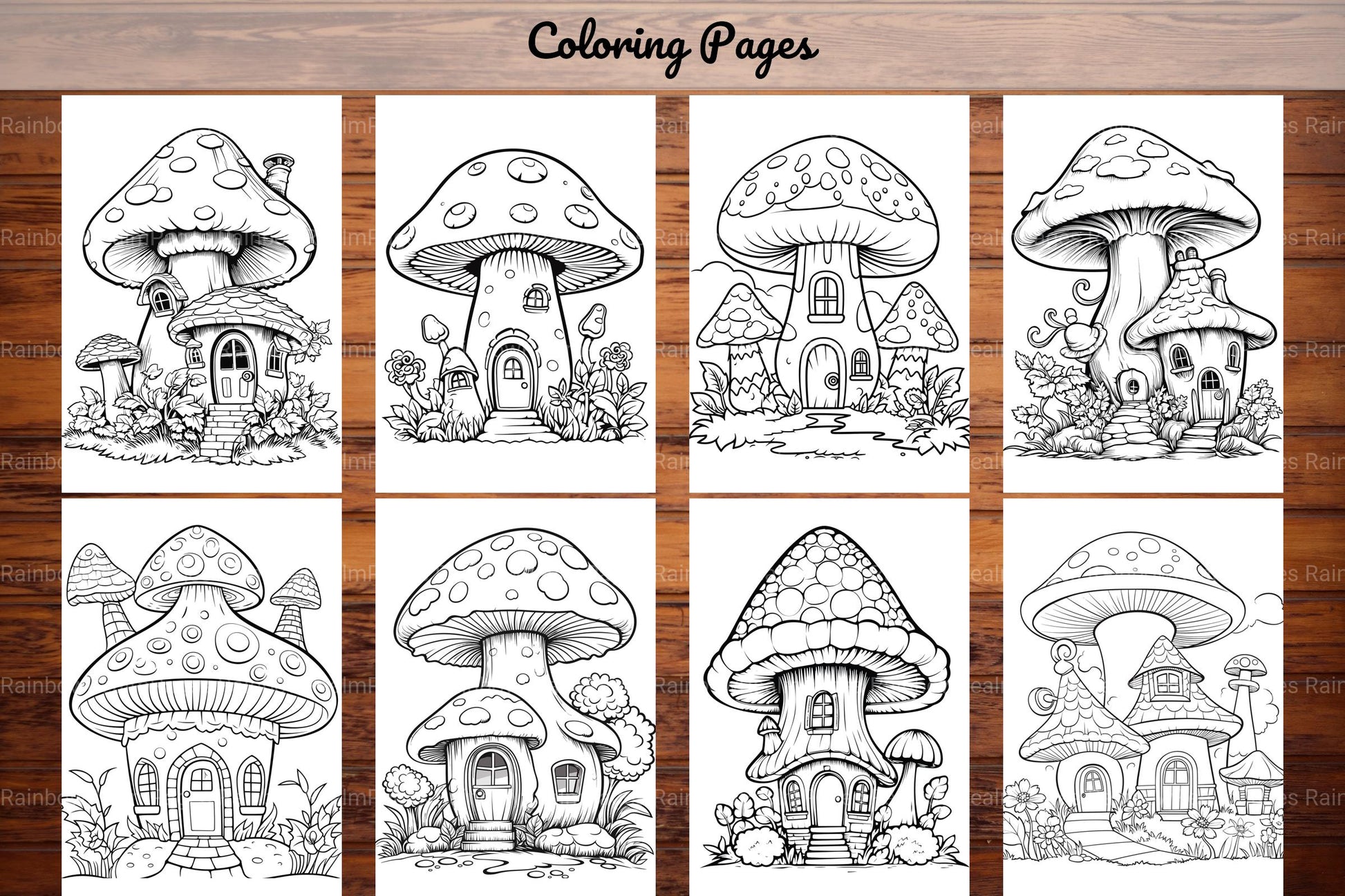 Mushroom Houses Coloring Book - CraftNest - Digital Crafting and Art