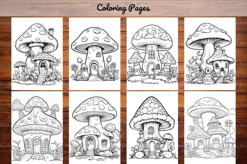 Mushroom Houses Coloring Book - CraftNest - Digital Crafting and Art