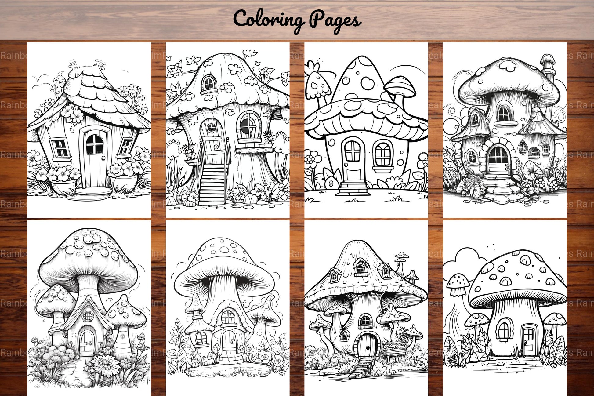Mushroom Houses Coloring Book - CraftNest - Digital Crafting and Art