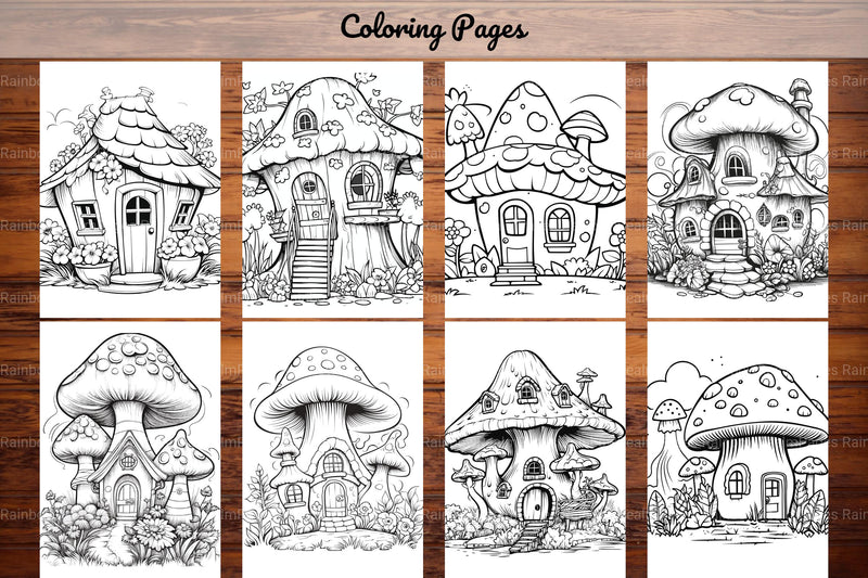 Mushroom Houses Coloring Book - CraftNest - Digital Crafting and Art