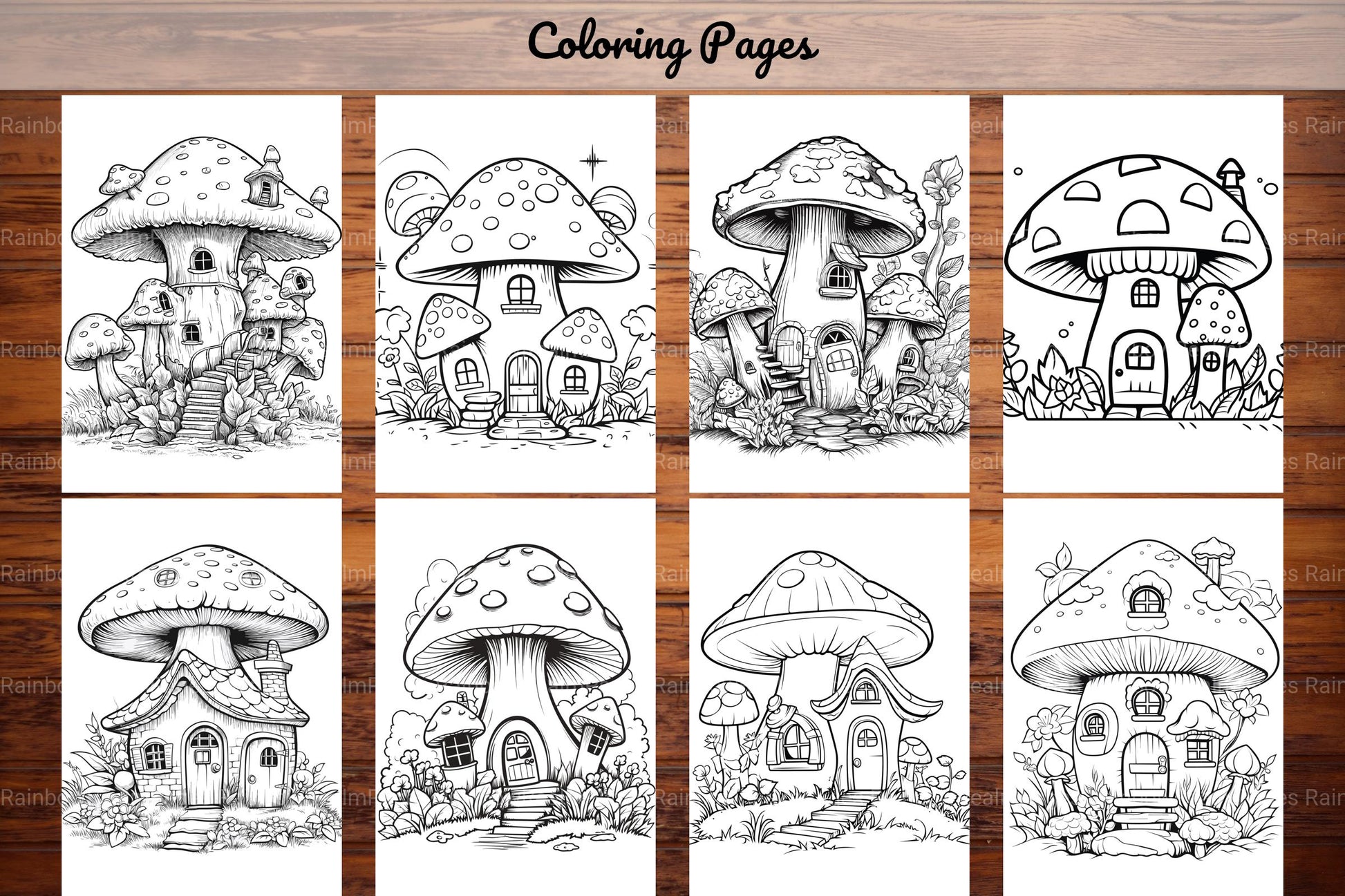 Mushroom Houses Coloring Book - CraftNest - Digital Crafting and Art