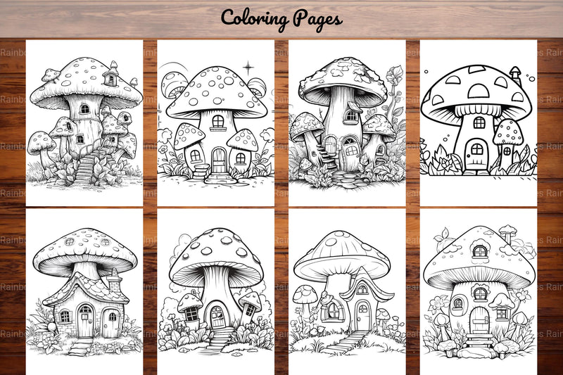 Mushroom Houses Coloring Book - CraftNest - Digital Crafting and Art