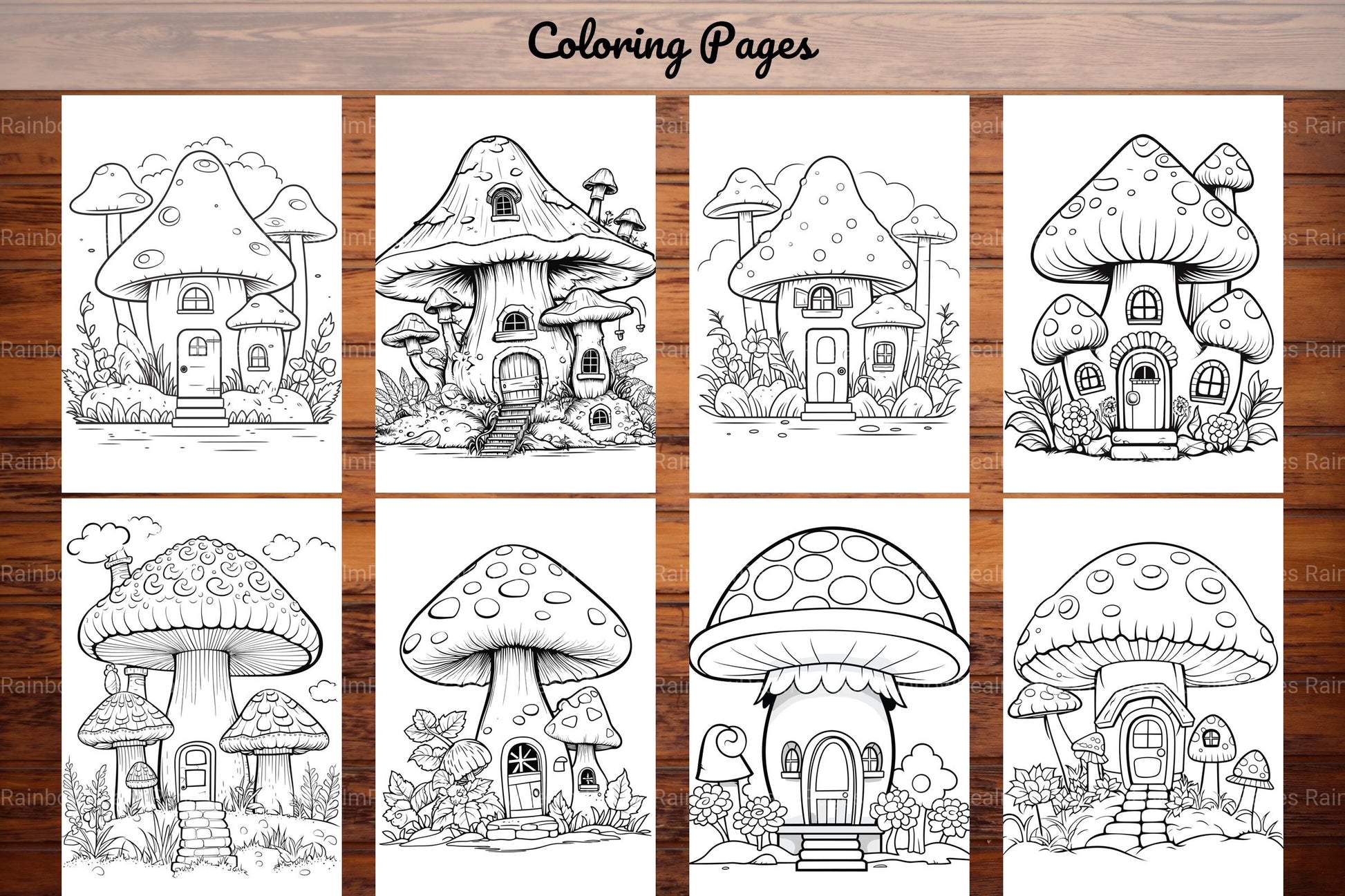 Mushroom Houses Coloring Book - CraftNest - Digital Crafting and Art