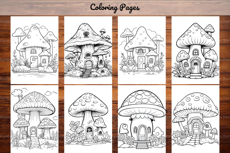 Mushroom Houses Coloring Book - CraftNest - Digital Crafting and Art
