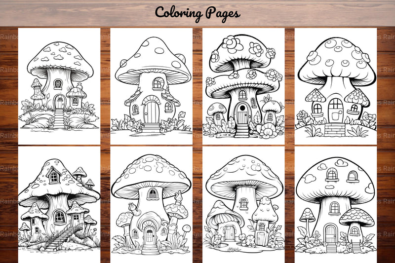 Mushroom Houses Coloring Book - CraftNest - Digital Crafting and Art
