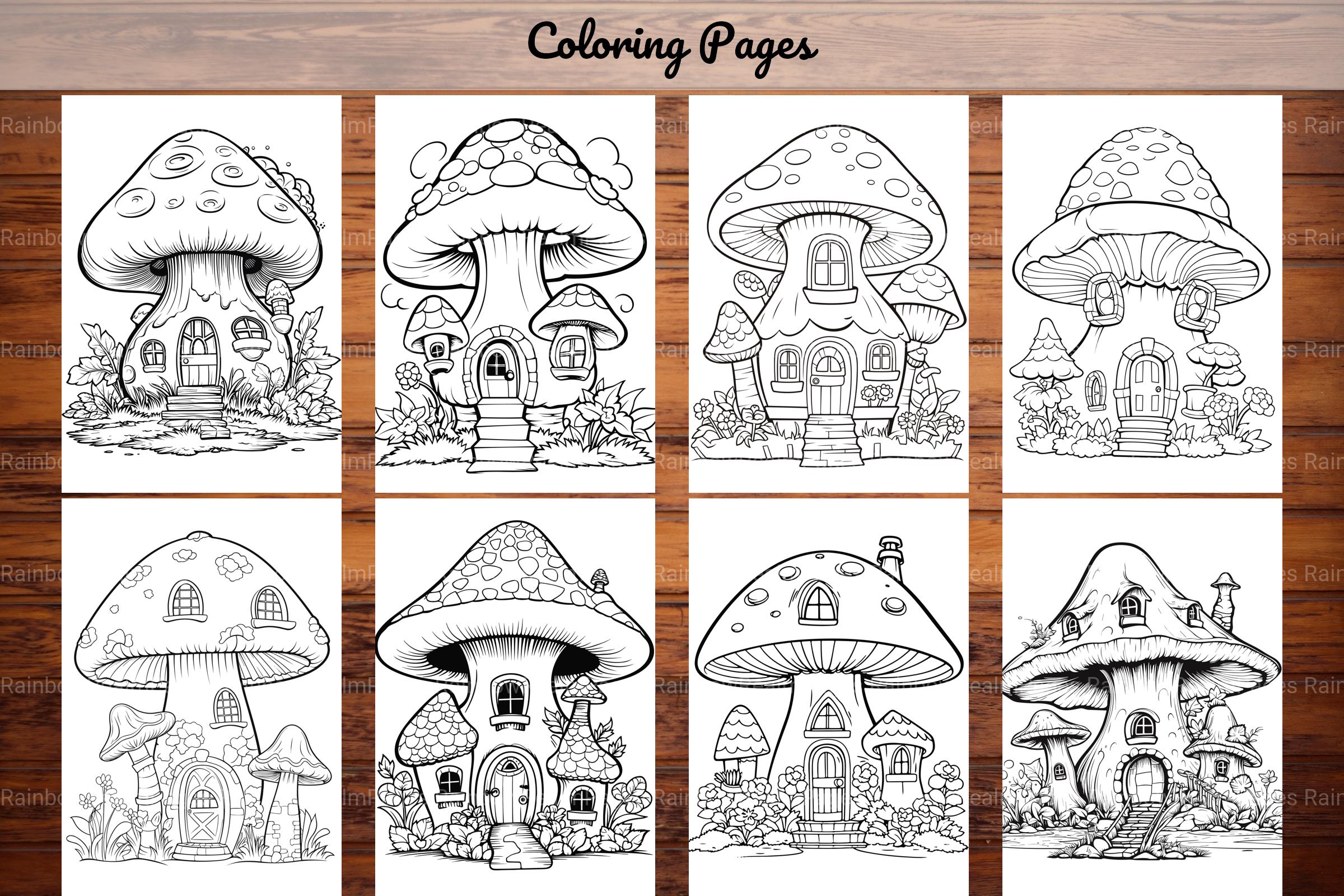 Mushroom Houses Coloring Book - CraftNest - Digital Crafting and Art