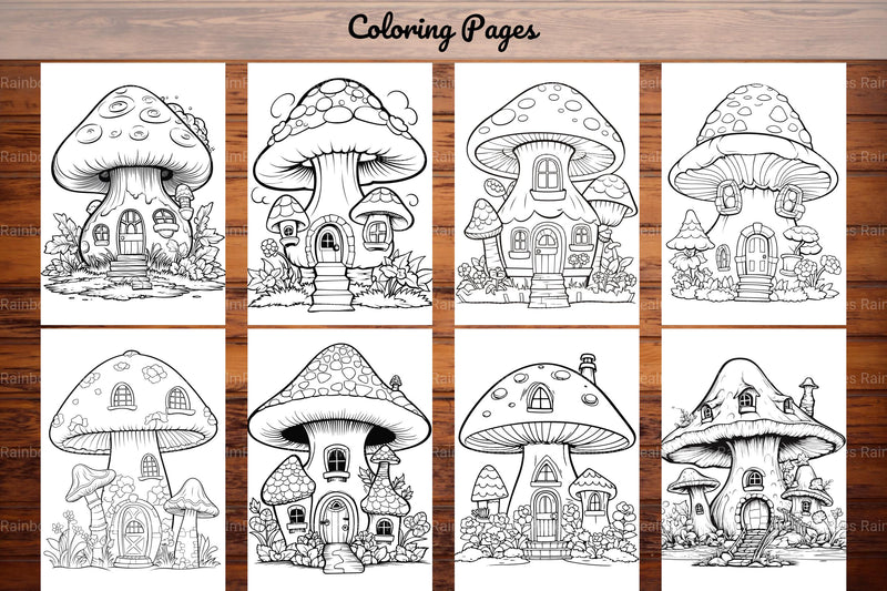 Mushroom Houses Coloring Book - CraftNest - Digital Crafting and Art