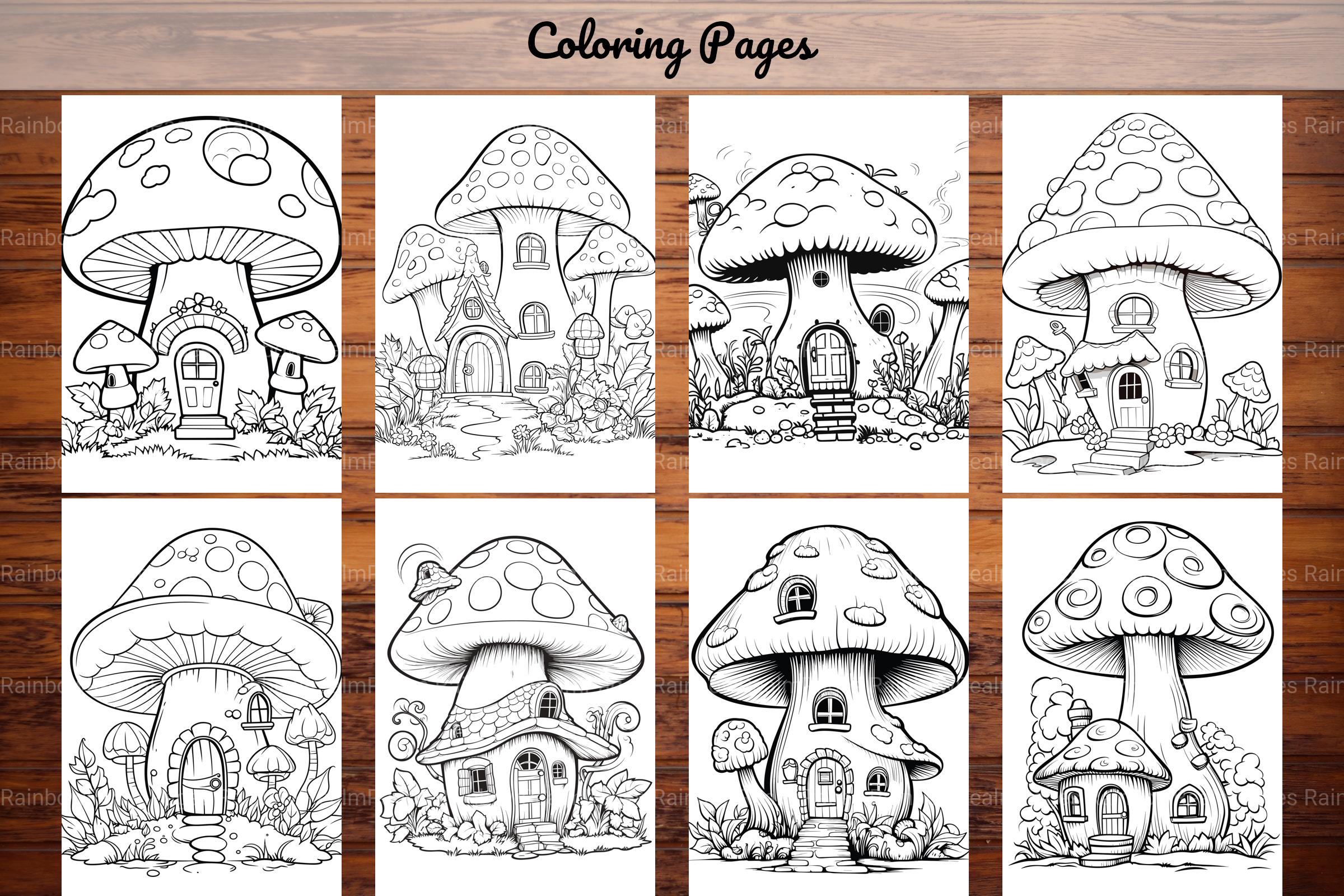 Mushroom Houses Coloring Book - CraftNest - Digital Crafting and Art